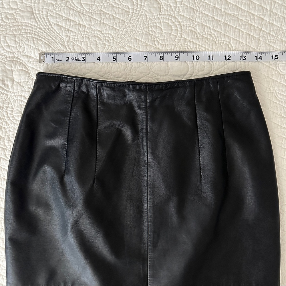 Vintage 80s Pia Rucci Black Leather Pencil Skirt Women’s - Picture 3 of 11